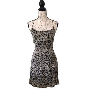 Vintage 90s MERIVALE AUSTRALIA lined Snake print dress S